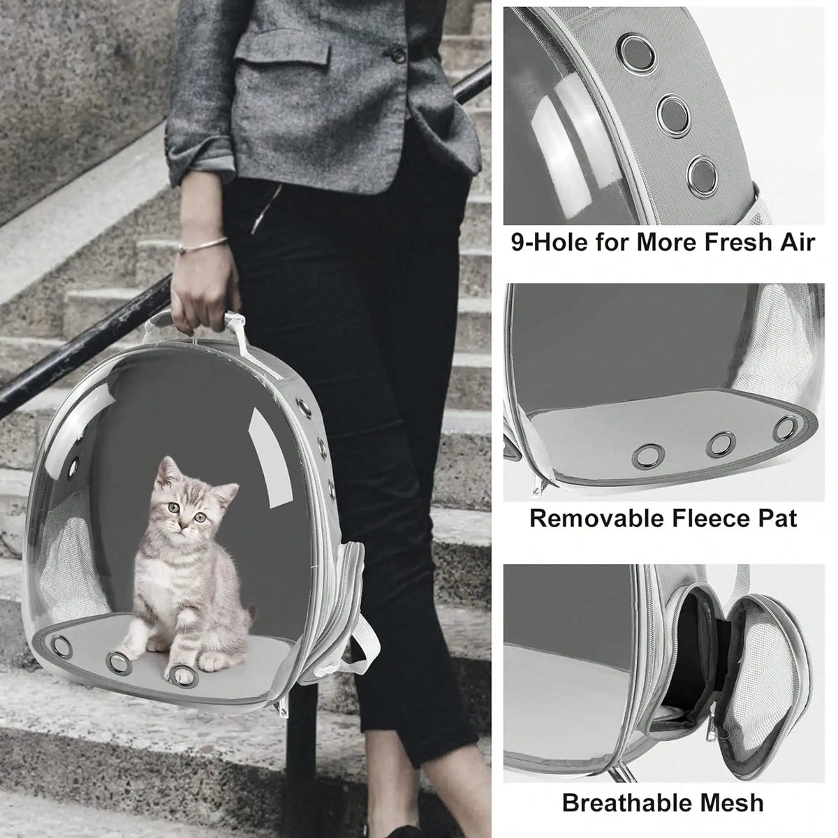 Capsule cat backpack with window