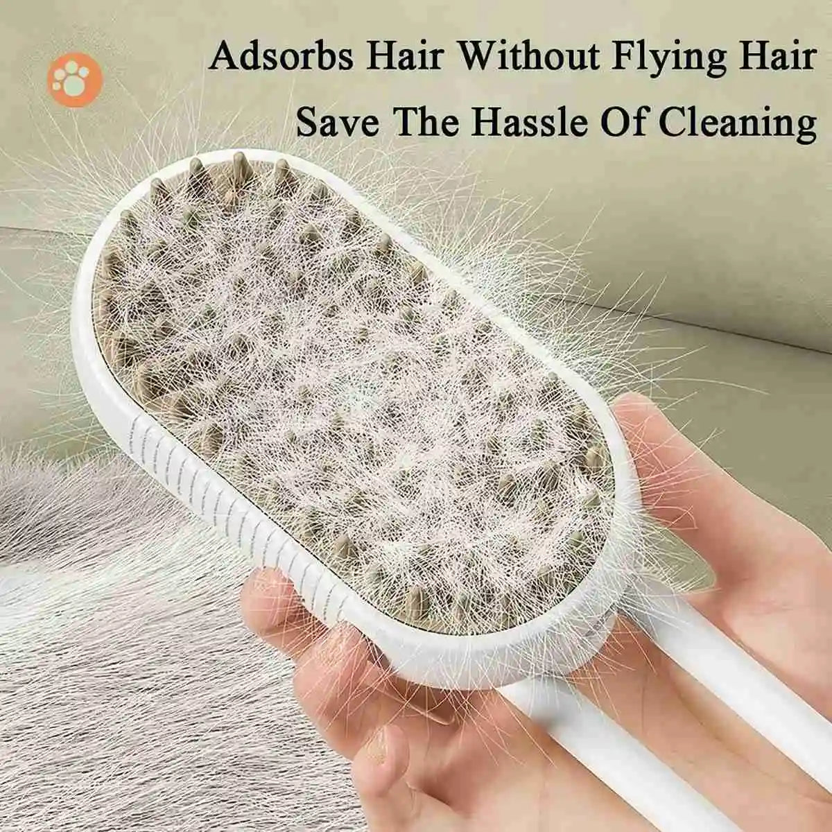 Steam brush for cats and dogs