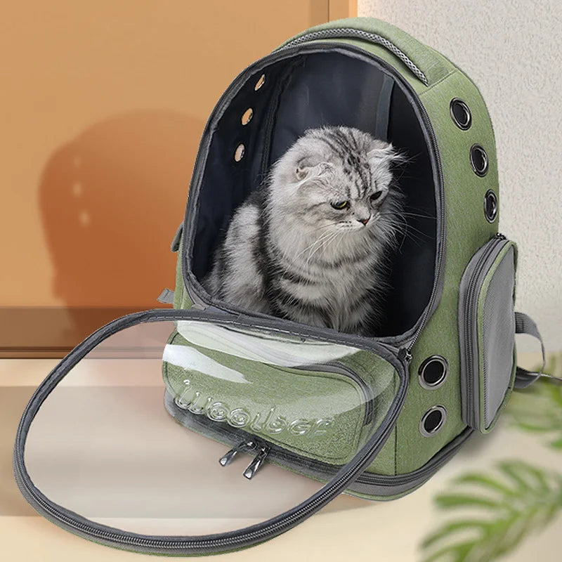 Pet carrier backpack with clear window
