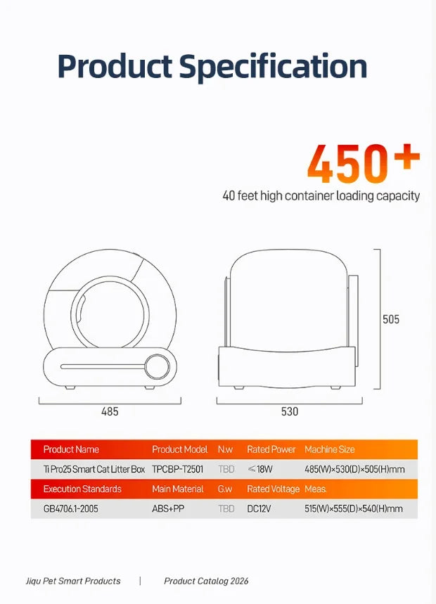 Smart self-cleaning litter box 65 L with app