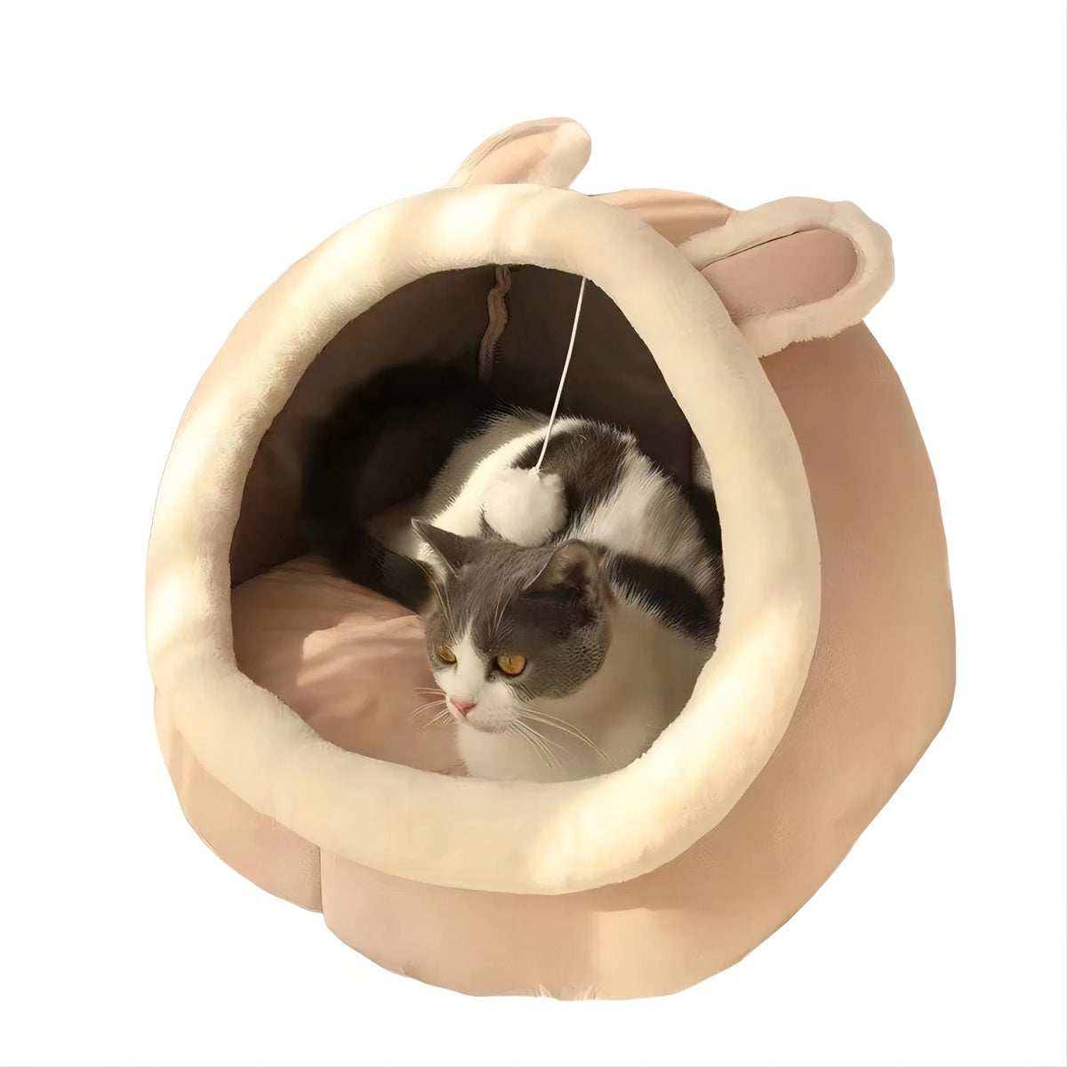 Self-warming cave bed for cats