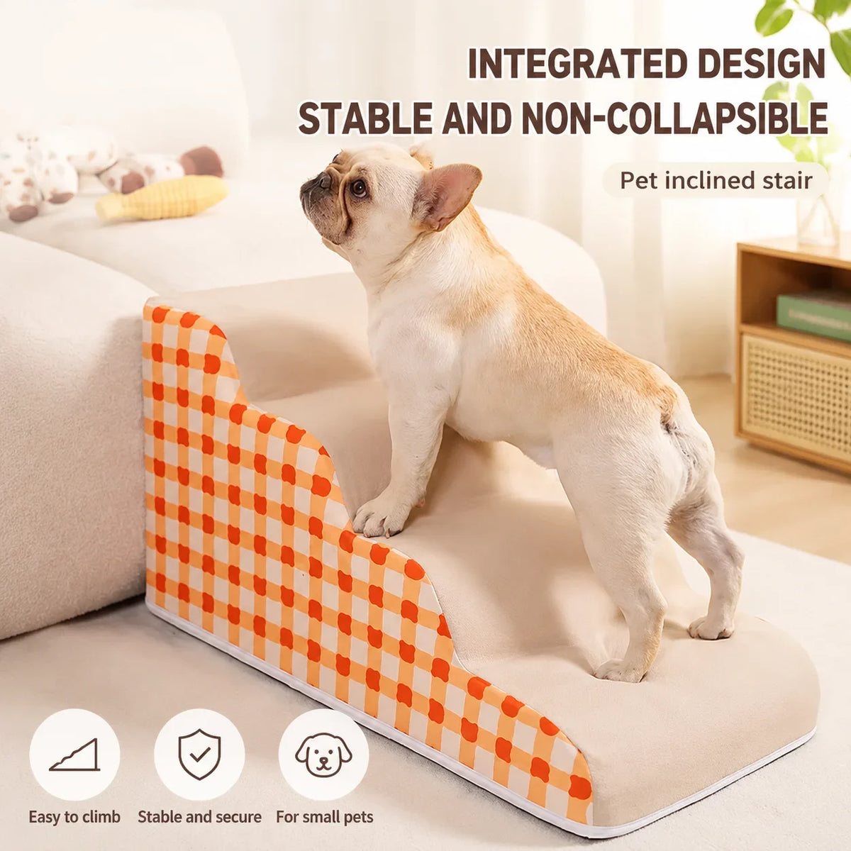 3-step foam pet stairs for dogs and cats