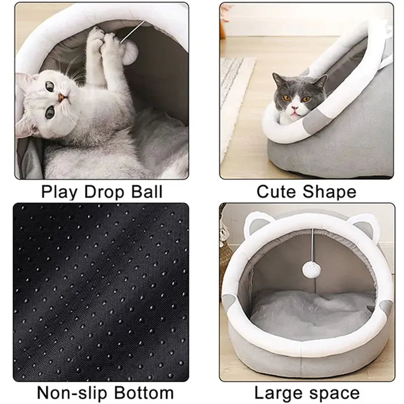 Self-warming cave bed for cats