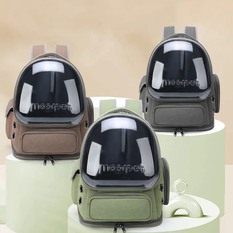 Pet carrier backpack with clear window