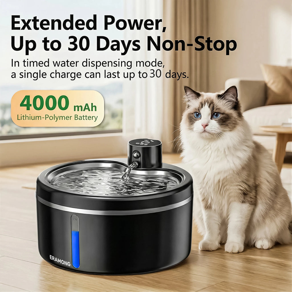 Cordless stainless steel water fountain 2.5 L