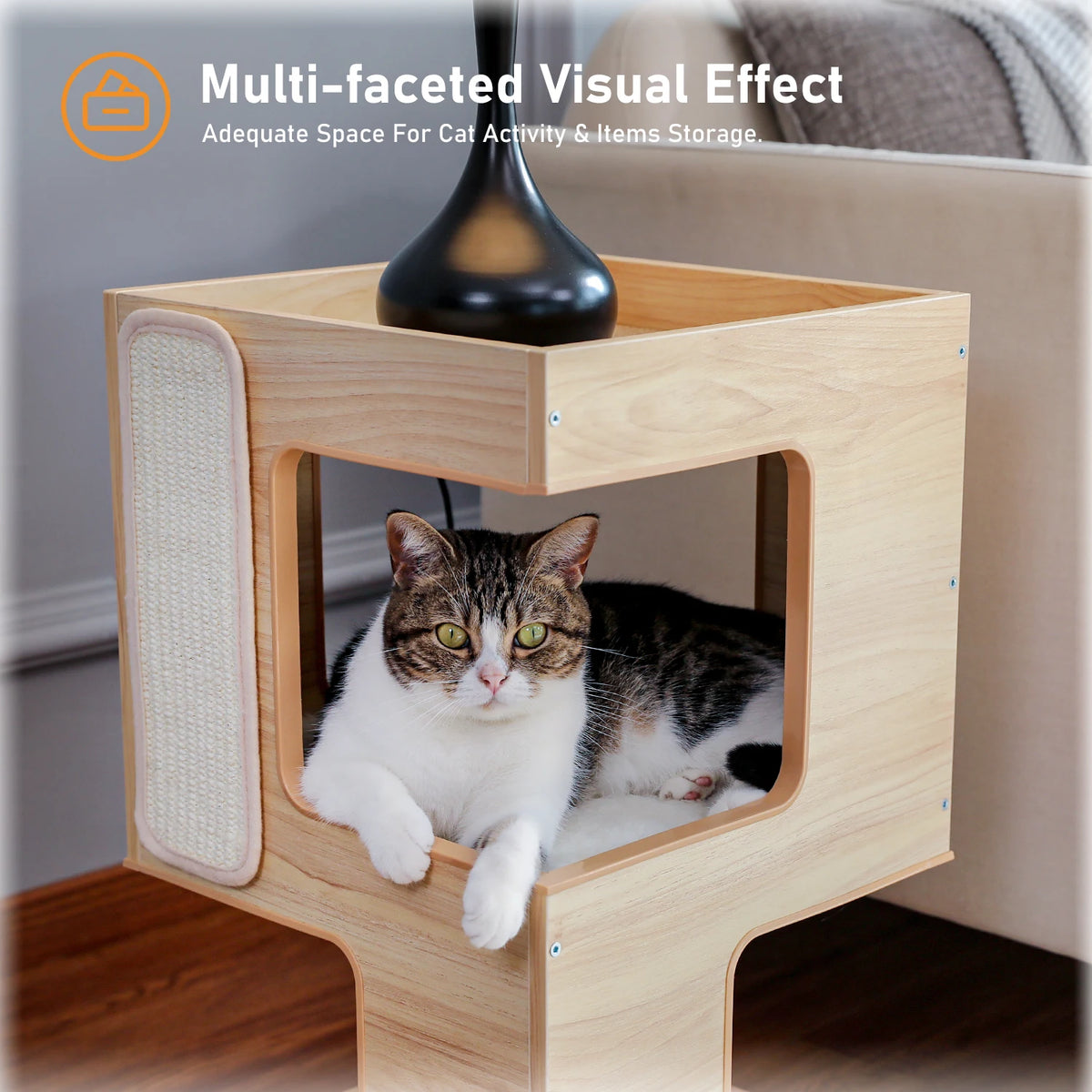 Wooden bedside-table cat house